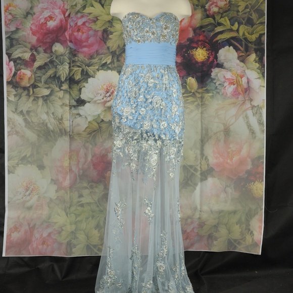 TONY BOWLS SEQUINED/BEADED.APPLICAED EVENING GOWN SZ 10 - Picture 1 of 4